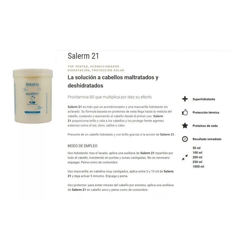 Salerm 21 Acondicionador Proteínas De Seda Libre De Enjuague