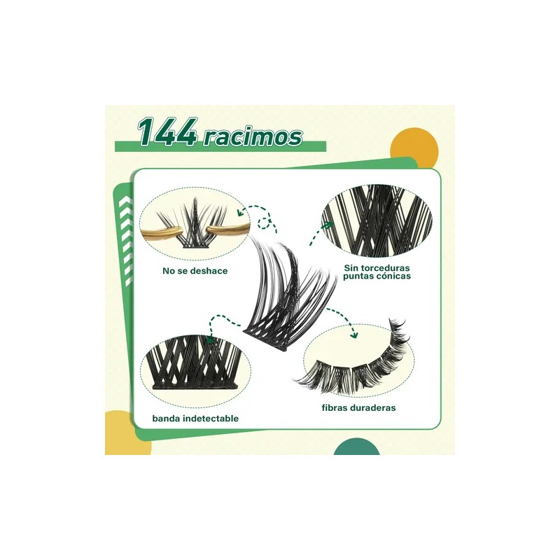 Extensiones De Pestañas Kit 144pcs Mixta Gruesa Chloe Laurel