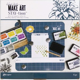 Wendy Vecchi Make Art Stay-Tion, Non-Stick 9"x9" Craft Sheet, 4 Piece Magnet Set, 2 Clean Life Soft Cleaning Cloths, Bundle of Five Items