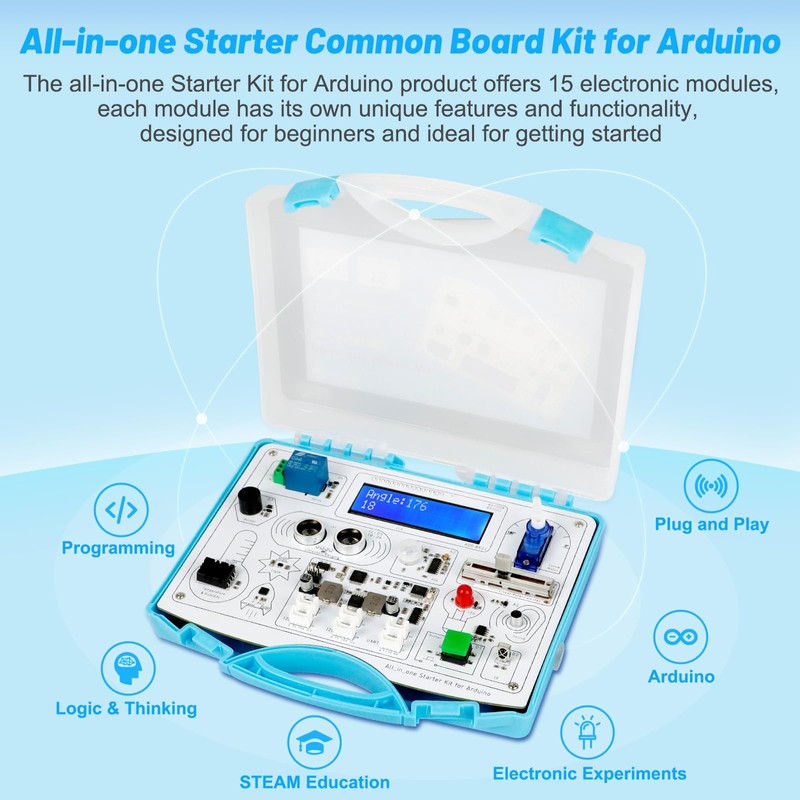 ELECROW All-in-one Starter Common Board Kit Compatible with Arduino Projects,
