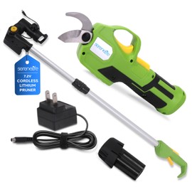 Serenelife Cordless Pruning Shears & Branch Cutter | Electric Pruner with Telescopic Handle for 6 feet of Reach | Rechargeable Battery & .98 inch Cutting Diameter | Ideal for Bushes & Branches