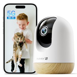 MUBVIEW 5G WiFi Indoor Security Camera No Subscription, Pet Camera with Phone App, Baby Monitor WiFi Smartphone, 2K Night Vision Pan-Tilt Dog Cam, Auto Tracking, 2-Way Audio, SD or Cloud Storage