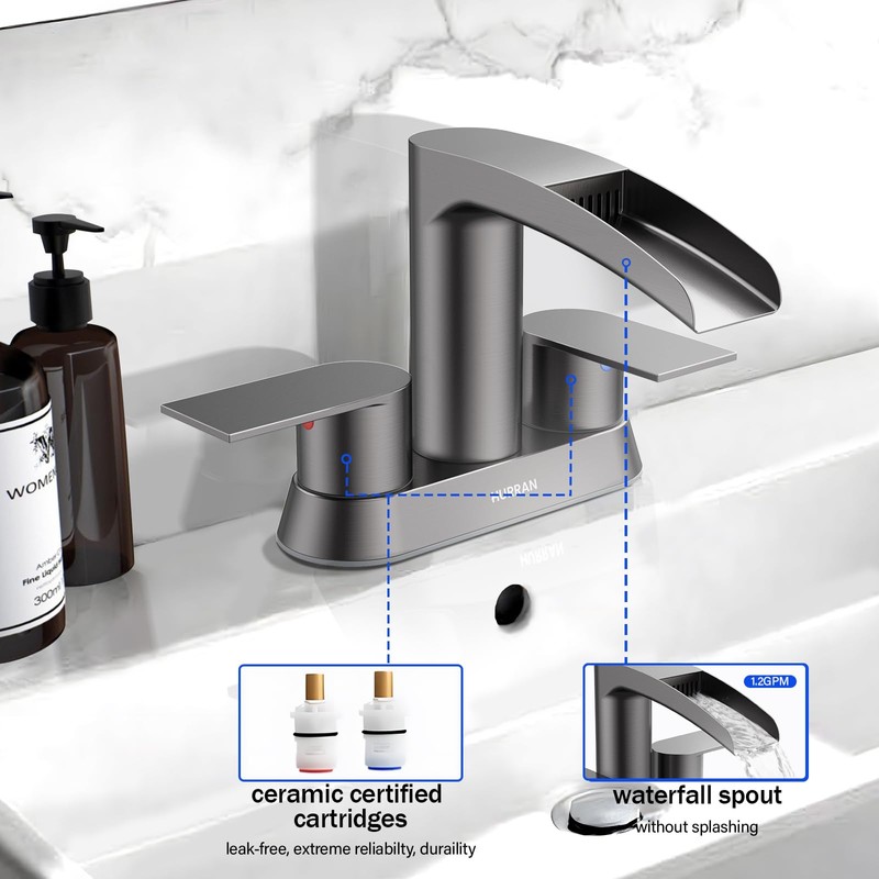 Bathroom Sink Faucet for 3 Hole, Hurran 4 Inch Bathroom