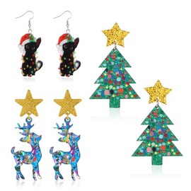 KASBAH Christmas Earrings Holiday Cute Fun Earrings Christmas Tree Drop Dangle Earrings Jewelry Accessories Acrylic Party Gifts for Women