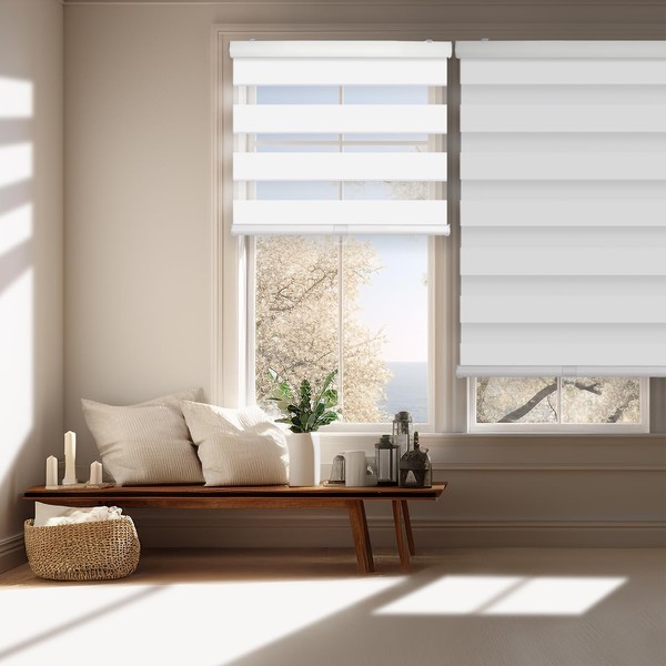 FOIRESOFT Standard Cordless Blackout Zebra Roller Shades and Blinds for