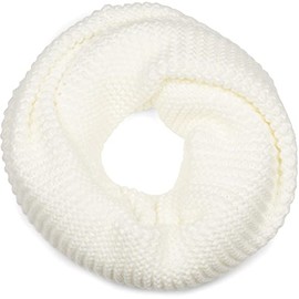 styleBREAKER 01018166 Women's Knitted Loop Scarf Plain with Left Knit Pattern, Warm Winter Knitted Scarf, Tube Scarf, Cream-Beige