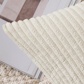 SLOZZI Set of 2 Corduroy Cushion Covers, Beige, 50 x 50 cm, Sofa Cushion Cover, Decorative Cushion Cover, Couch Cushion Cover, Soft, for Sofas, Bedroom, Living Room, Balcony