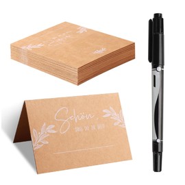 Pack of 50 Wedding Place Cards, Beautiful, Party Cards, Place Cards for Birthday, Place Cards for Communion Confirmation, Blank Place Cards with Marker Pen, Name Badges Wedding for Decorations