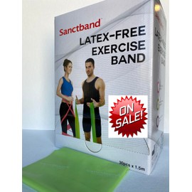 Non-Latex (Pine Level 2) Sanctband Resistance Bands 30 Pcs Dispenser 5 FT/1.5 M Professional Latex Free Elastic Band for Upper & Lower Body & Core Exercise, Physical Therapy, Pilates, Workout, & Rehab