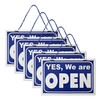 5 x Open Closed Sign Hanging Reversible High Contrast Blue