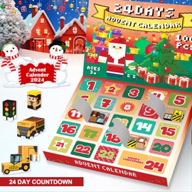Advent Calendar 2024 Christmas Magnetic Blocks, 100PCS Christmas Countdown Calendar Build Car 24 Days Building Block for Kids Creative Gifts for Kids Adult Creative Gifts for Ages 3+ Boys & Girls