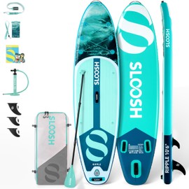 SLOOSH Inflatable Stand Up Paddle Board, 10'6" Paddle Boards with Premium Accessories, Non-Slip EVA Deck, Ultra-Light Carry Bag Pump, Ripple SUP for Youth & Adults of All Skill Levels, Misty Breeze