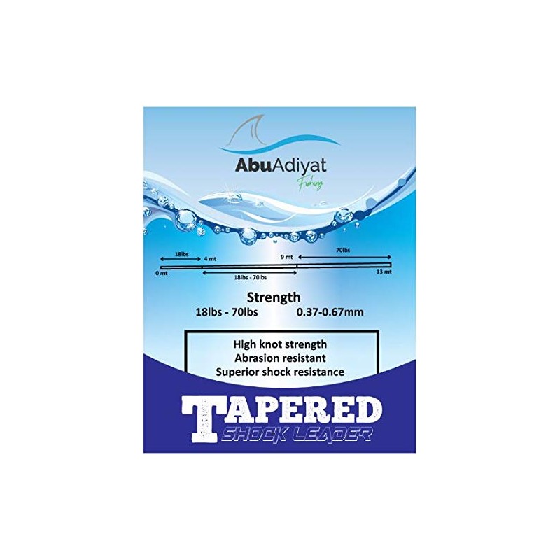 AbuAdiyat fishing POWER CAST TAPERED SHOCK LEADER (13mX5) (Blue, 18-70lbs)