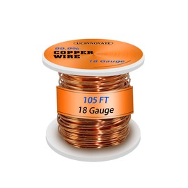 UCINNOVATE 18 Gauge Pure Copper Wire, 18 AWG 99.9% Bare Copper Wire 105FT / 32m 1/2 BL Spool, Solid Soft Copper Wire for Jewelry Making Craftwire, Cooper wire Coil for Electroculture Gardening Antena