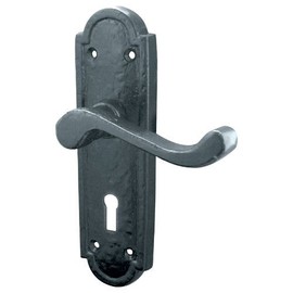 Turnberry Cast Iron Door Handle Lockset 180mm X 45mm Black Antique