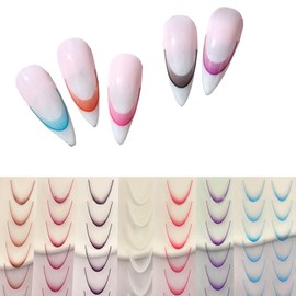 Zynewa 7 Colours French Nail Stickers, French Nail Stickers, Colour Gradient French Half Moon Nail Design, Nail Foil French Tip Nail Stickers