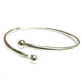 Sterling Silver Flex Bangle Cuff Bracelet with Screw End For European Bead Charms, 7"