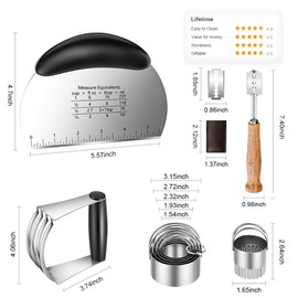 Pastry Cutter, Biscuit Cutter, Dough Scraper, Bread Lame, Stainless Steel Pastry Blender Set, Dough Cutter Biscuit Cutter Sourdough Bread Scoring Tool Dough Blender Tools & Pastry Utensils (5 Pcs/Set)