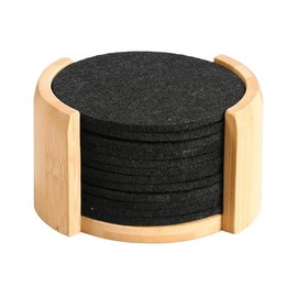 Kesper Coasters, set of 12, material: bamboo, textile, dimensions: diameter 10 cm, thickness: approx. 0.4 cm, colour: brown, black, 58747