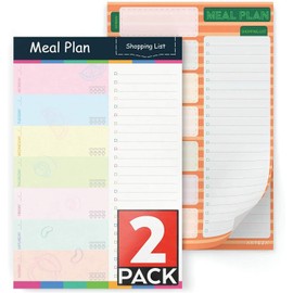 Arteza Weekly Meal Planning Pad, Magnetic Notepad, 6x9 Inches, Pack of 2, 60 Premium 68Lb/100gsm Pages Each with Tear Away Perforated Grocery List for Convenient Shopping, Hangs on Refrigerator Doors