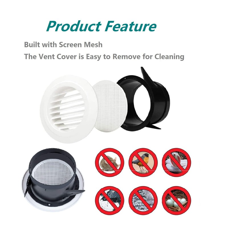 3" Air Vent Cover, Allvent ABS Round Louvered Air Grill