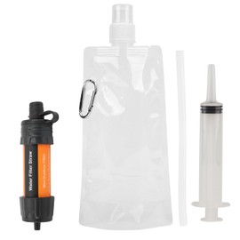 Outdoor Water Filter Straw with Bag Kit Mini Water Purifier for Camping Hiking EmergencyOrange