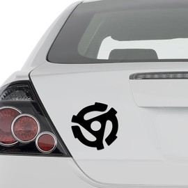 45 RPM Spindle Adapter Turntable DJ for Car Truck Motorcycle Windows Bumper Laptop Home Wall Decor Vinyl Sticker Decal - Size [6 in/15 cm] Tall Color- Gloss White