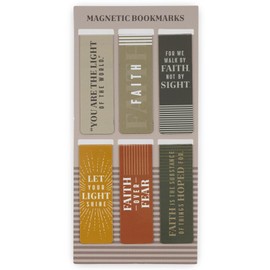 Christian Art Gifts Inspirational Magnetic Bookmark Pagemarker Set for Men & Women: Faith Over Fear, Stylish Multicolors & Encouraging Bible Verse Messages, Reading, Books, Bibles, 6 Piece Set