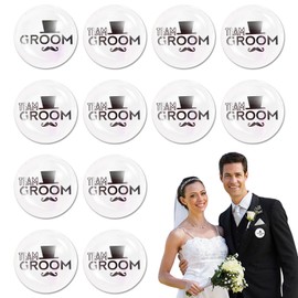 Set of 12 Stag Party Button Men's Badge Team Groom Brooch Accessories for Party Decoration in Black and Silver