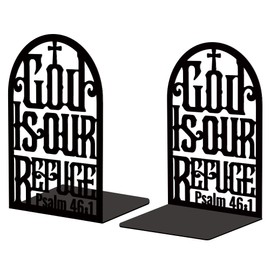 Peacoblue Metal Bookend Stopper Holder Stand for Shelves Decorative, 13.5x11x17 Modern Creative Heavy Duty Study Book End for Desk Shelf, 1 Pair (Bible)