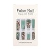 Leopard Print Press on Nails Green Fake Nails Long Coffin