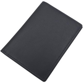 myledershop Cowhide Nappa Leather ID Card Holder with RFID & NFC Protection in Black, black, Credit card holder