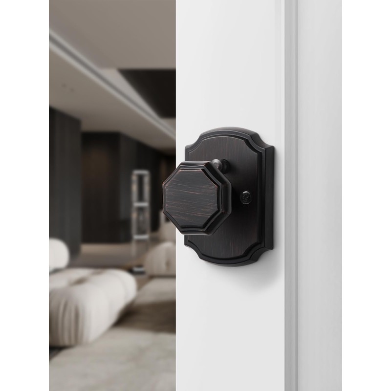 SORWDUERM 2 Pack Oil Rubbed Bronze Door Knobs Interior Privacy