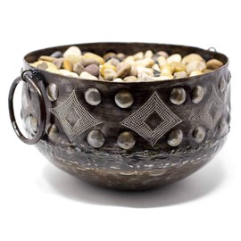 Global Crafts Recycled Steel Decorative Metal Bowl, 11.5 x 8 Inches, Hammered with Round Handles (HMDBWL)