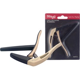 STAGG SCPX-FL Flat trigger STYLE capo for classical guitar Light Wood Finish