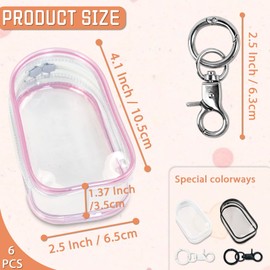 6 Pcs Clear Figure Display Bag with Keychain, Zipper Clear Display Case, Ball Portable Mini Doll Pouch, Figures Display Case for Figures Collectibles (Multicolour)