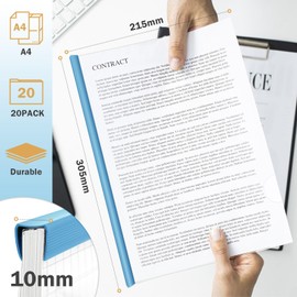 CC ODDHOME Pack of 20 Thermal Binding Covers A4, Spine Width 10 mm, 90 Sheets Binding Capacity, A4 Sliding Bar Binder for Office School File Documents Organiser