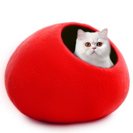 Woolygon Premium Wool Cat Cave Bed - Felt Cat Cave Handmade from 100% Merino Wool, Eco-Friendly Felt Cat Bed for Indoor Cats and Kittens