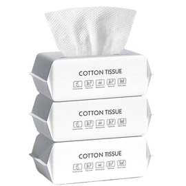 Toallita suave y seca, 100% algodón, toalla facial desechable, sin pelusas, uso húmedo en seco para piel sensible, limpieza facial, eliminación de maquillaje, limpieza de superficies (300 Count (Pack of 3))