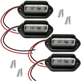 Xnourney 4PCS LED Number Plate Light, 12V-24V DC Waterproof 6-SMD License Plate Lamp Taillight, For Truck SUV Trailer Van RV Boats as Step Courtesy Light, Dome