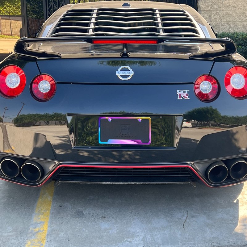 Bottom Cut OutLicense Plate Frame Neo Chrome Aurora Electroplating Burnt