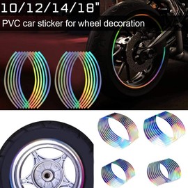 MiOYOOW Bike Wheel Stickers, 10''-18'' Reflective Wheel Rim Stickers Wheel Hub Safety Decoration Stripe Stickers for Motorcycles Electric Car