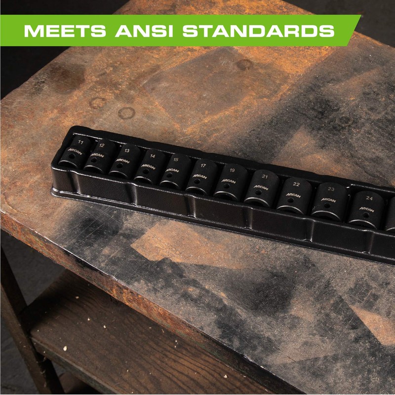 ARCAN TOOLS 1/2" Drive Shallow Impact Socket Set, Metric, 11mm