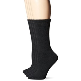 Dr. Scholl's Womens Non-Binding Crew 4 Pack Socks, Black, 4-10 US