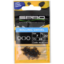Spro Matt Black Rolling Swivel - Fishing Swivels, Barrel Swivels, Fishing Swivels, Spinning Swivels, Pike Swivels, Gr. 4 / 35kg / 20 Stück