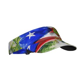 Puerto Rico Tropical Frog Sun Visors Hat Golf Tennis Visor for Women Men - Summer Wide Brim Ponytail Beach Hats Adjustable Packable Outdoor Travel