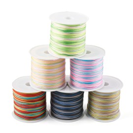 Pandahall 6 Rolls Nylon Thread Segment Dyed Chinese Knot Cord 0.8mm Bracelet Braided Round Cord for Beading Jewelry Making 50m/roll