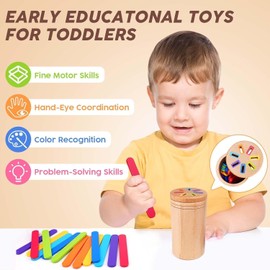 Montessori Toys for 1-3 Year Old: Wooden Learning Color Sorting Toys for Toddlers Age 1 2 3, Educational Fine Motor Developmental Sensory Matching Games (Color) (Color)