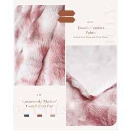 July Plush Faux Fur Bubble Blanket, Warm FluffyReversible Throw for Couch, Cozy Faux Rabbit Fur Blanket for Bed, 680 GSM, Tie Dye Pink, 60" x 80", TD-PK6080