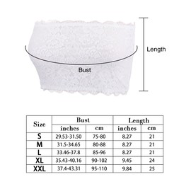 4 Pieces Women Lace Bandeau Bra Tube Top Elastic Strapless No Sponge Pad No Underwire Bra for Daily Favor (Black, White, Nude, Gray, X-Large)